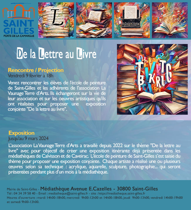 You are currently viewing Exposition « De la Lettre au Livre » à la Médiathèque de Saint-Gilles